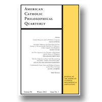 Cover of American Catholic Philosophical Quarterly