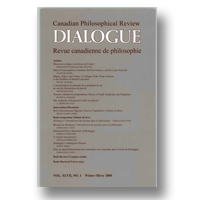 Cover of Dialogue: Canadian Philosophical Review / Revue canadienne de philosophie