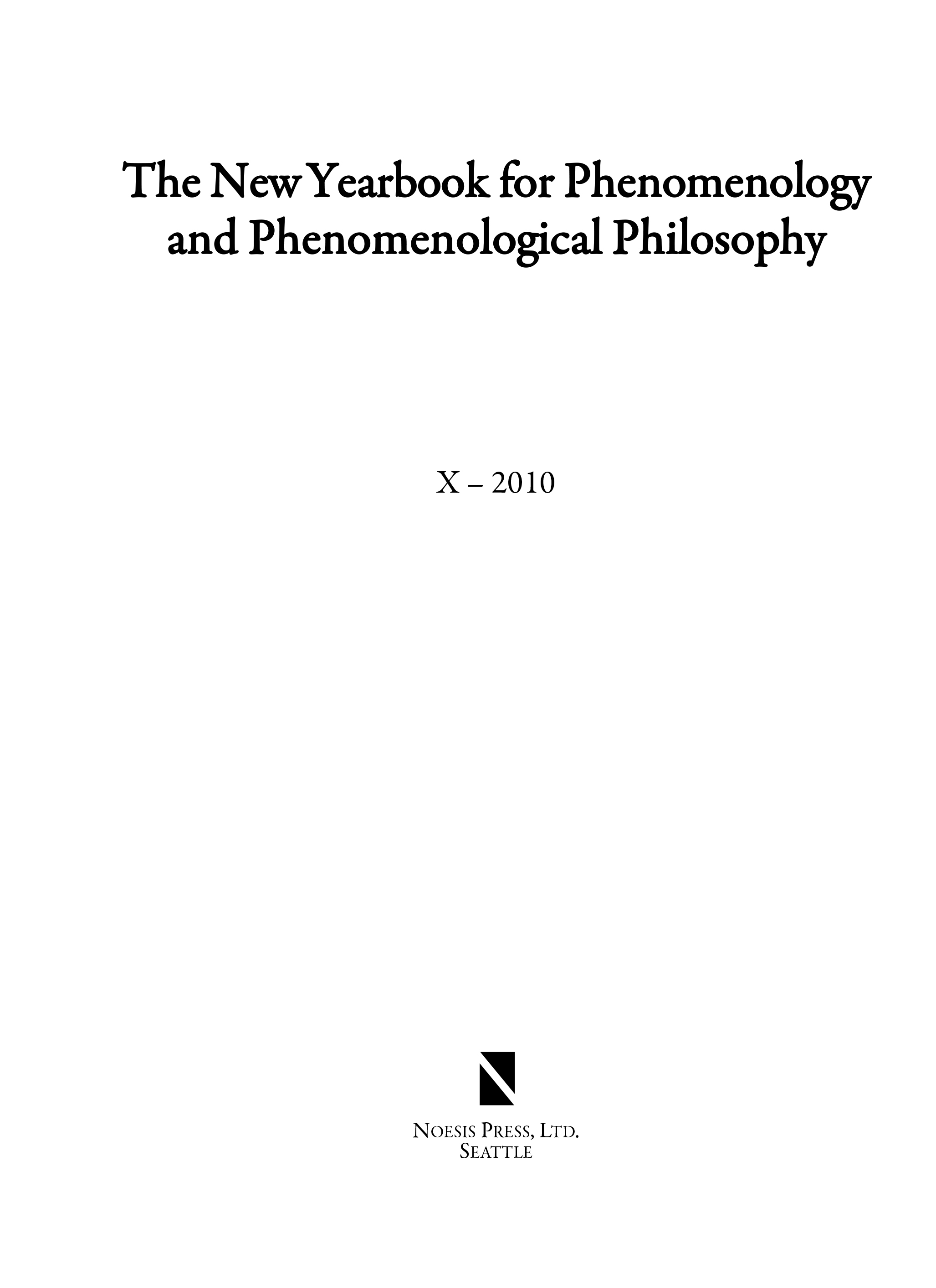 Cover of New Yearbook for Phenomenology and Phenomenological Philosophy
