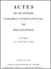 Cover of Actes du huitième Congrès International de Philosophie