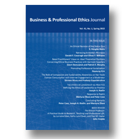 Cover of Business and Professional Ethics Journal
