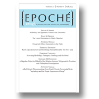 Cover of Epoché: A Journal for the History of Philosophy